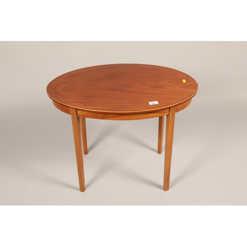 533 - Edwardian inlaid mahogany oval occasional table; on square supports