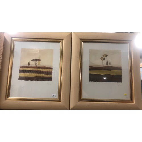 457 - H. Duke; Trees over the Fields; mixed media; framed and pencil signed; a pair