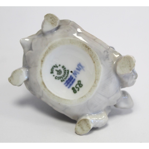 201 - Royal Copenhagen porcelain figure of a faun riding a tortoise, no. 858, 1923 underglaze mark with bl... 