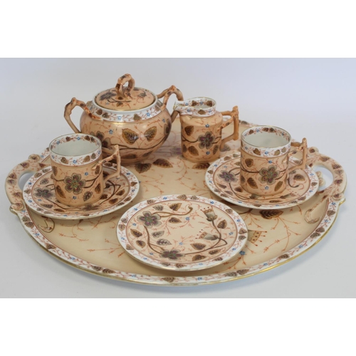 212 - Late 19th or early 20th century Continental porcelain part cabaret set with painted polychrome and g... 