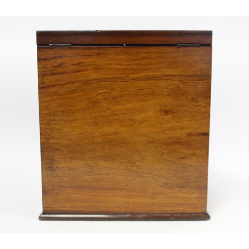 219 - Victorian burr walnut writing box of sloping rectangular form with twin hinged doors, pull out writi... 