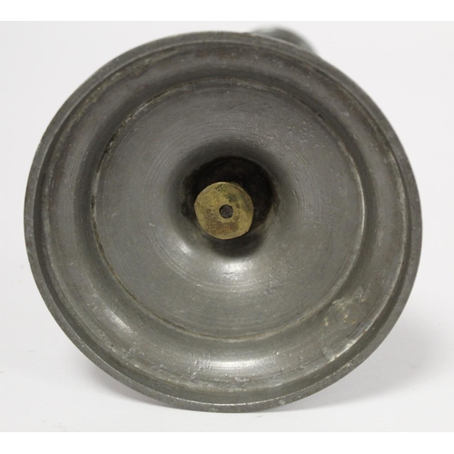 220 - Collection of antique pewter including: circular charger, 38.5cm diam. with incised initials PRE to ... 