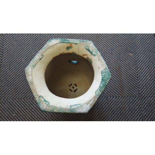 515 - Chinese turquoise glazed hexagonal pottery seat