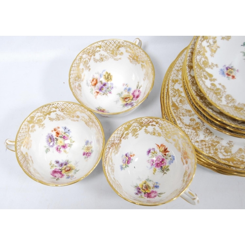 1 - Hammersley part china six-place tea set decorated with floral sprays.  (17)