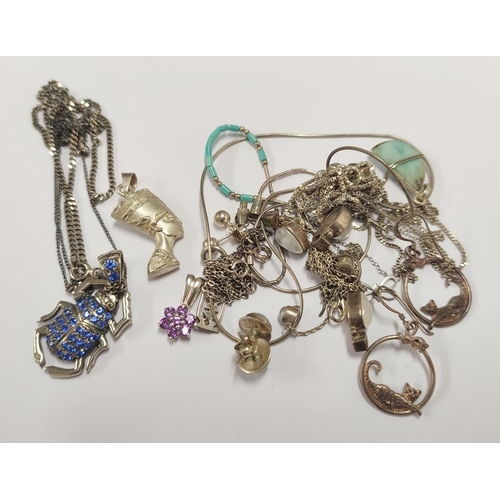 104 - Group of 925 silver pendants and necklaces to include moonstone-style, amethyst-style etc., 50g gros... 