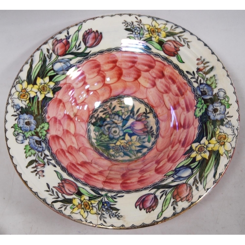 52 - Four pieces of Maling to include a preserve pot, two bowls and a larger bowl (a/f).