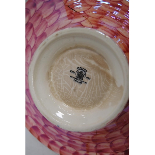 52 - Four pieces of Maling to include a preserve pot, two bowls and a larger bowl (a/f).