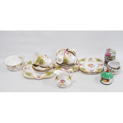 56 - Tuscan 'Provence' pattern part tea set, reproduction Chinese famille rose cylindrical jar, similar s... 