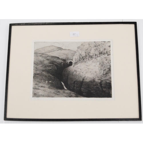 67 - David WilsonGlen LogiePencil signed etching, and a print after James Kay.  (2)... 