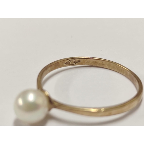 87 - 9ct gold cameo ring and a 9ct gold pearl-set ring, 3.7g gross.  (2)