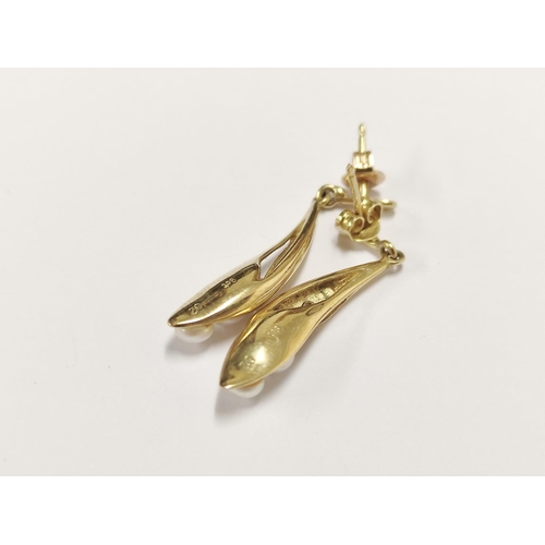 95 - Pair of 9ct gold and pearl-set earrings, 3.2g gross.