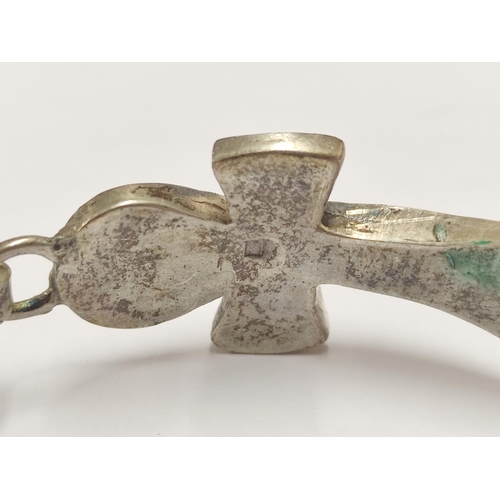 97 - Enamel decorated bangle, pendant, Egyptian pendant and a pair of scarab earrings, all 925 silver, 41... 