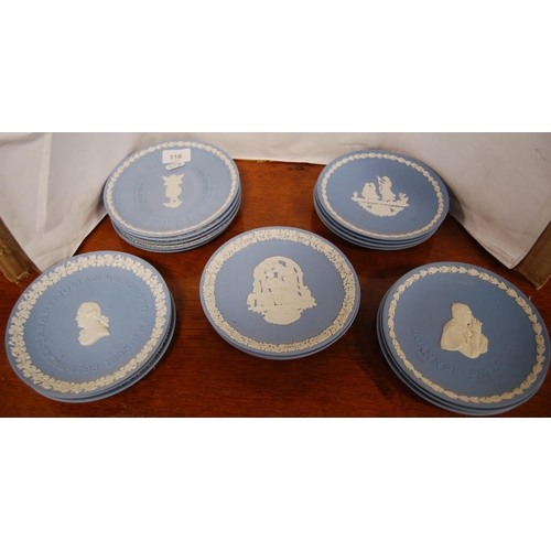 118 - Collection of Wedgwood blue Jasper ware plates.&nbsp; (18)