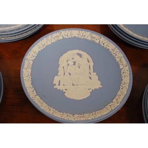 118 - Collection of Wedgwood blue Jasper ware plates.&nbsp; (18)