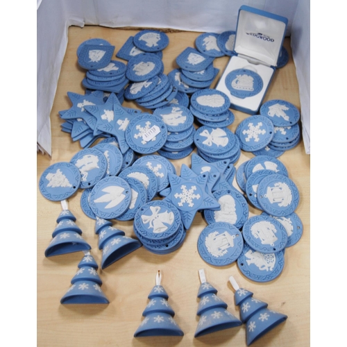 36 - Large collection of Wedgwood blue Jasper ware Christmas decorations.