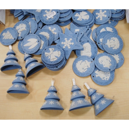 36 - Large collection of Wedgwood blue Jasper ware Christmas decorations.