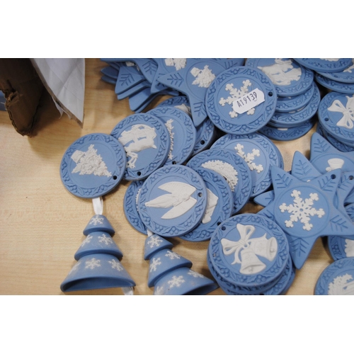 36 - Large collection of Wedgwood blue Jasper ware Christmas decorations.