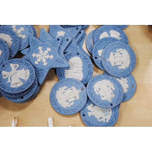 36 - Large collection of Wedgwood blue Jasper ware Christmas decorations.