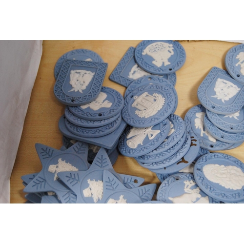 36 - Large collection of Wedgwood blue Jasper ware Christmas decorations.