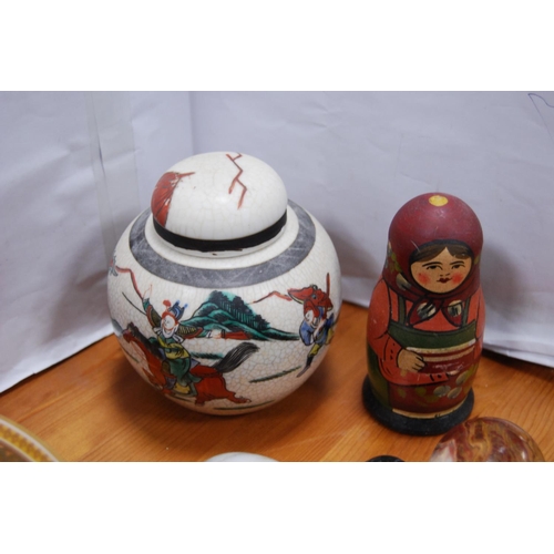 37 - Mineral eggs, group of limited edition Norman Rockwell collector's plates, oriental ginger jar and c... 