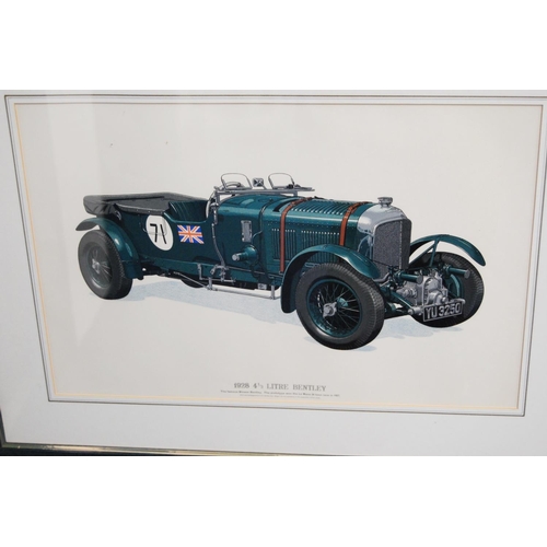 49 - Two advertising pictures for a 1928 4½ litre Bentley and a 1934 Grand Prix Bugatti Type 59.  (2)