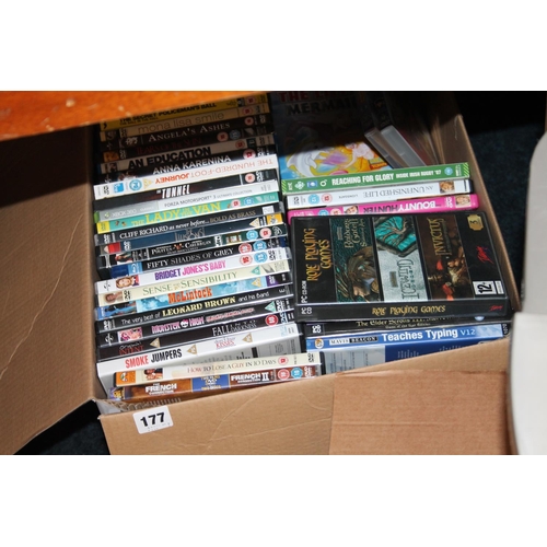 177 - Box containing DVDs.