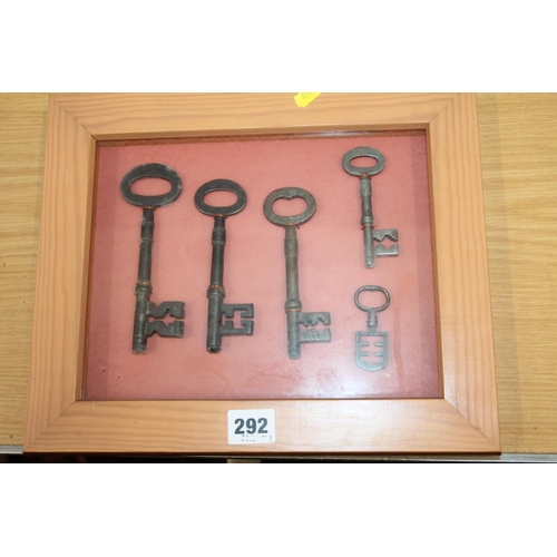 292 - Framed antique Scottish key display.