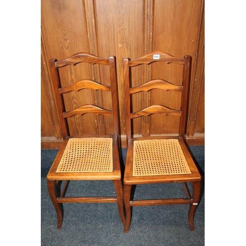 410 - Pair of mahogany bergere seated bedroom chairs.