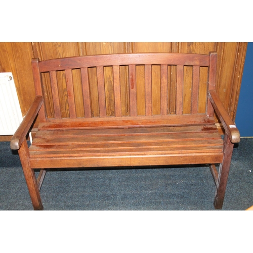 414 - Teak garden bench, 119cm wide.