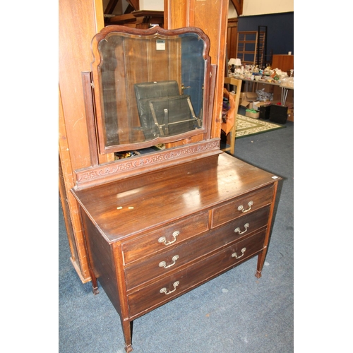 427 - Mahogany dressing chest, with two short over two long drawers.