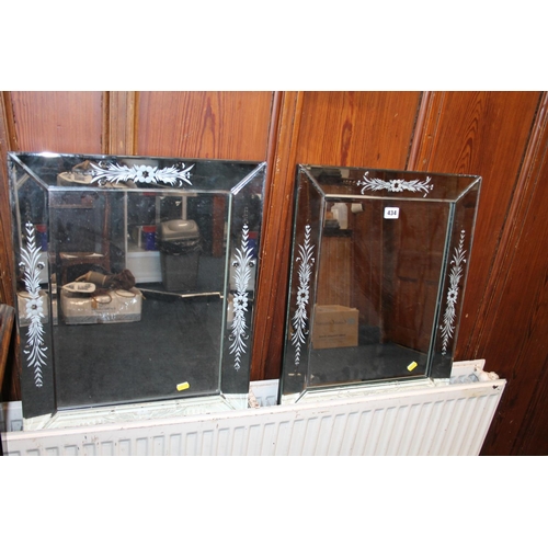 434 - Pair of Venetian style modern wall mirrors, 44cm wide.