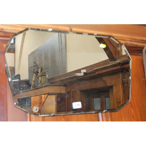 436 - Art Deco style bevel-edge frameless wall mirror, 60cm x 65cm.