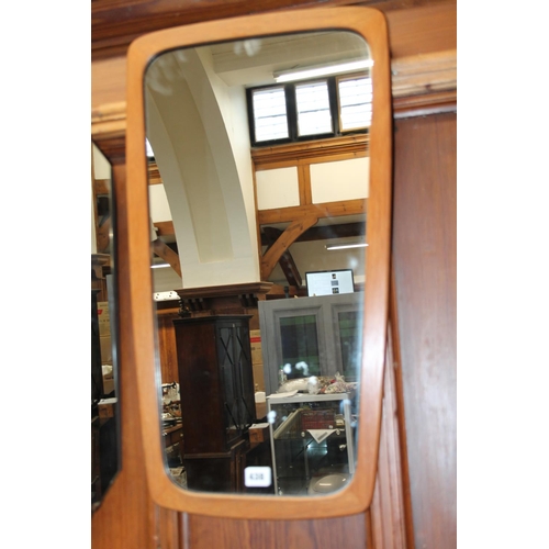 438 - Teak framed wall mirror, 72cm x 58cm.