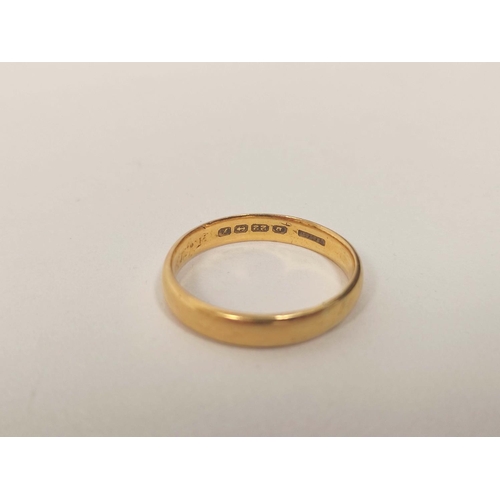 67 - 22ct gold band ring, size 'S', 4.7g.  