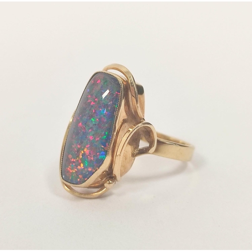 84 - Gold ring with oval opal doublet, another cubic zirconia and two silver rings. (4). 