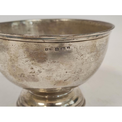 85 - Silver rose bowl, hemispherical on moulded foot by W. H. Haseler Birmingham 1908, 15cm, 250g / 8oz.