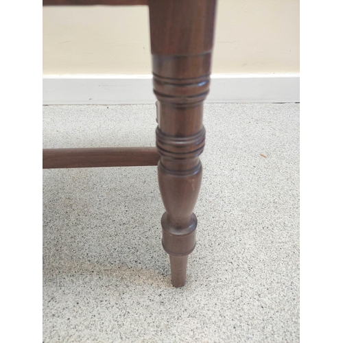 470 - Georgian mahogany rectangular stool with slip in seat on ring turned tapered supports with understre... 