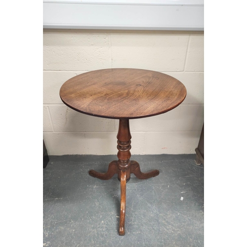 478 - Late Georgian circular mahogany occasional table on ring turned baluster column and downswept tripod... 