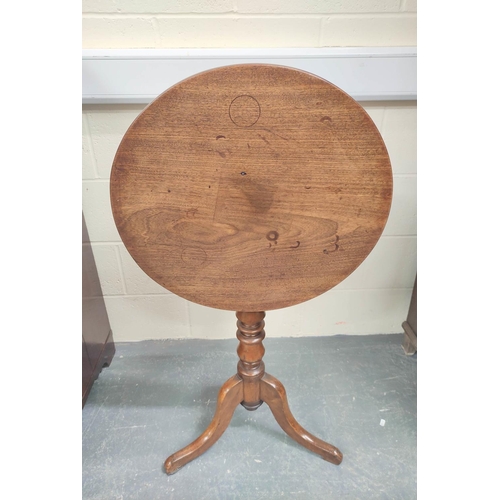 478 - Late Georgian circular mahogany occasional table on ring turned baluster column and downswept tripod... 