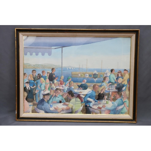 467 - 20TH CENTURY SCHOOL, marina scene, watercolour, unsigned, 54cm x 74cm. 