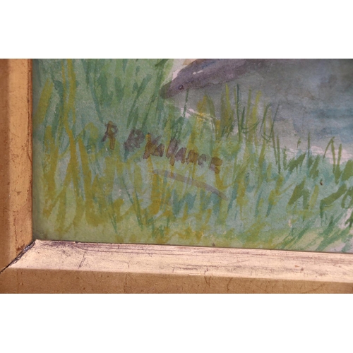 469 - P D VALLANCE, pool before farm buildings, watercolour, signed lower left, 40cm x 60cm, gilt frame 62... 