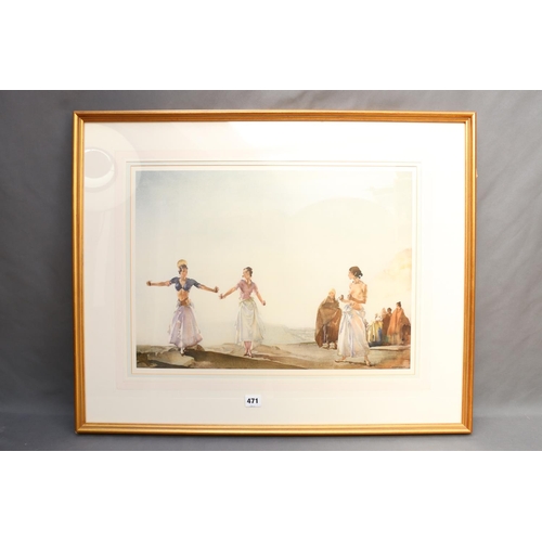 471 - SIR WILLIAM RUSSELL FLINT RA ROI (Scottish 1880-1969), Castanets, framed print, 38cm x 52cm, frame s... 