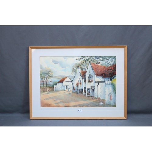 477 - G DUGUID, Morning Sunlight Cramond Inn, watercolour, signed. dated 1975 verso, 38cm x 56cm. 