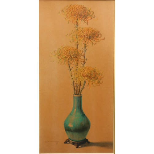 491 - VLADIMIR TRETCHIKOFF (1913-2006), Chrysanthemums, print, 90cm x 43cm.