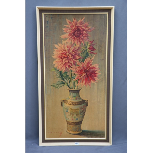 492 - VLADIMIR TRETCHIKOFF (1913-2006), Dahlias, print, 90cm x 43cm.