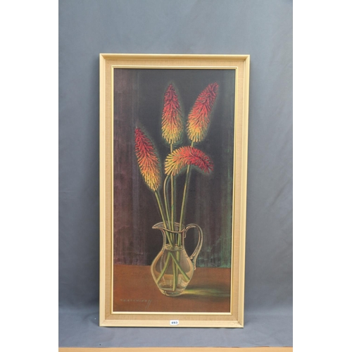 493 - VLADIMIR TRETCHIKOFF (1913-2006), Red Hot Pokers, print, 90cm x 43cm.