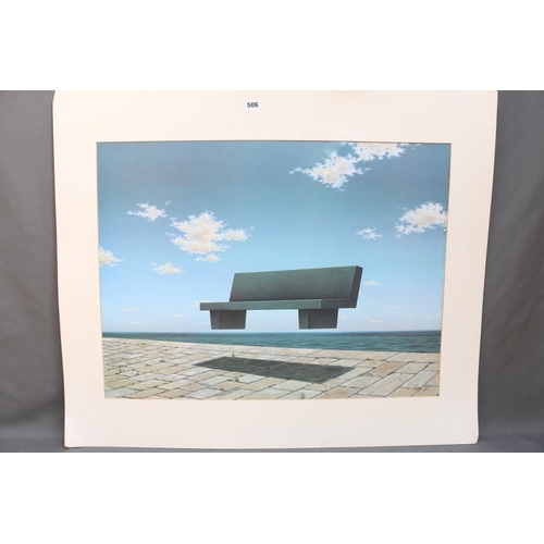 506 - GERHARD GEPP (Austrian b1940), floating bench (1985), art print, unframed, 54cm x 74cm.  