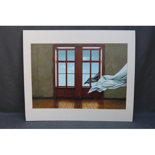 507 - GERHARD GEPP (Austrian b1940), curtains blowing in the wind (1986), art print, unframed, 54cm x 78cm... 