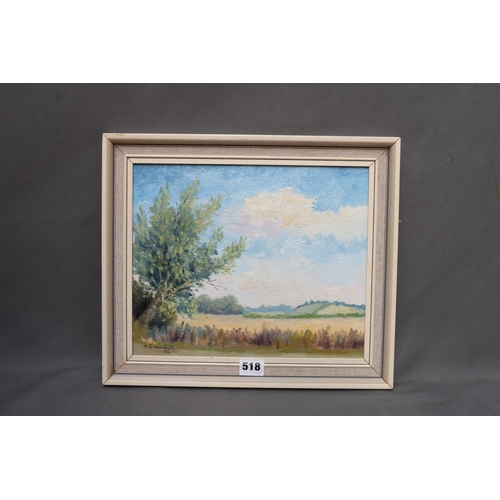 518 - P LE NEVE FOSTER, farming landscape, oil on board, signed lower left, 24cm x 29cm. 