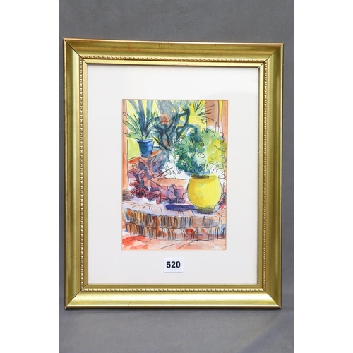 520 - CHERYL D BRAIN (Fife artist), Majorelle Jardin Marrakesh, ink and wash, signed with initials lower r... 